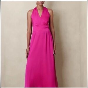 NWT Banana Republic Hot Pink Halter Maxi Dress Sz 12 Tall